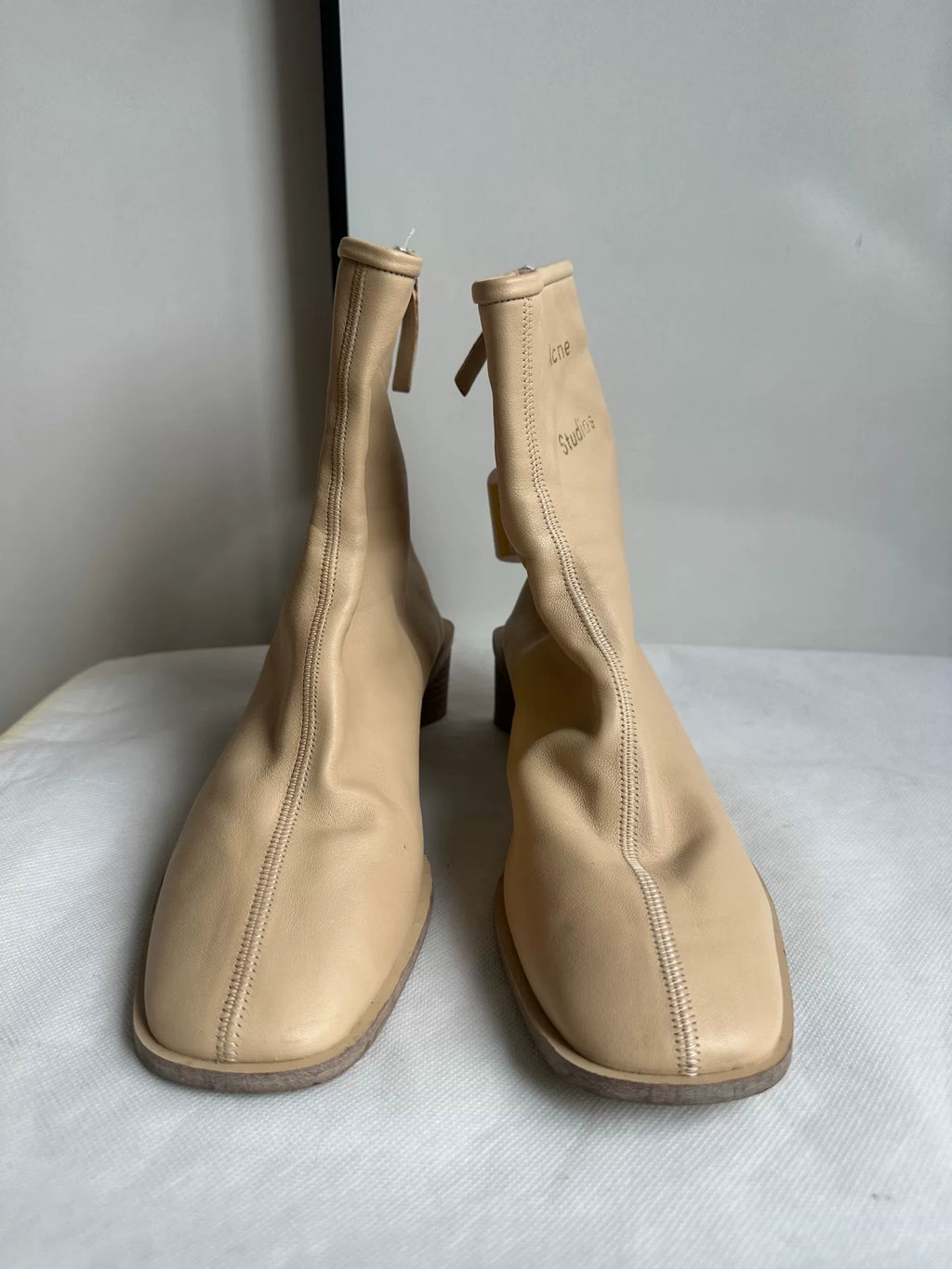 Acne Studios Black Lambskin Square-Toe Zip-Up Boots