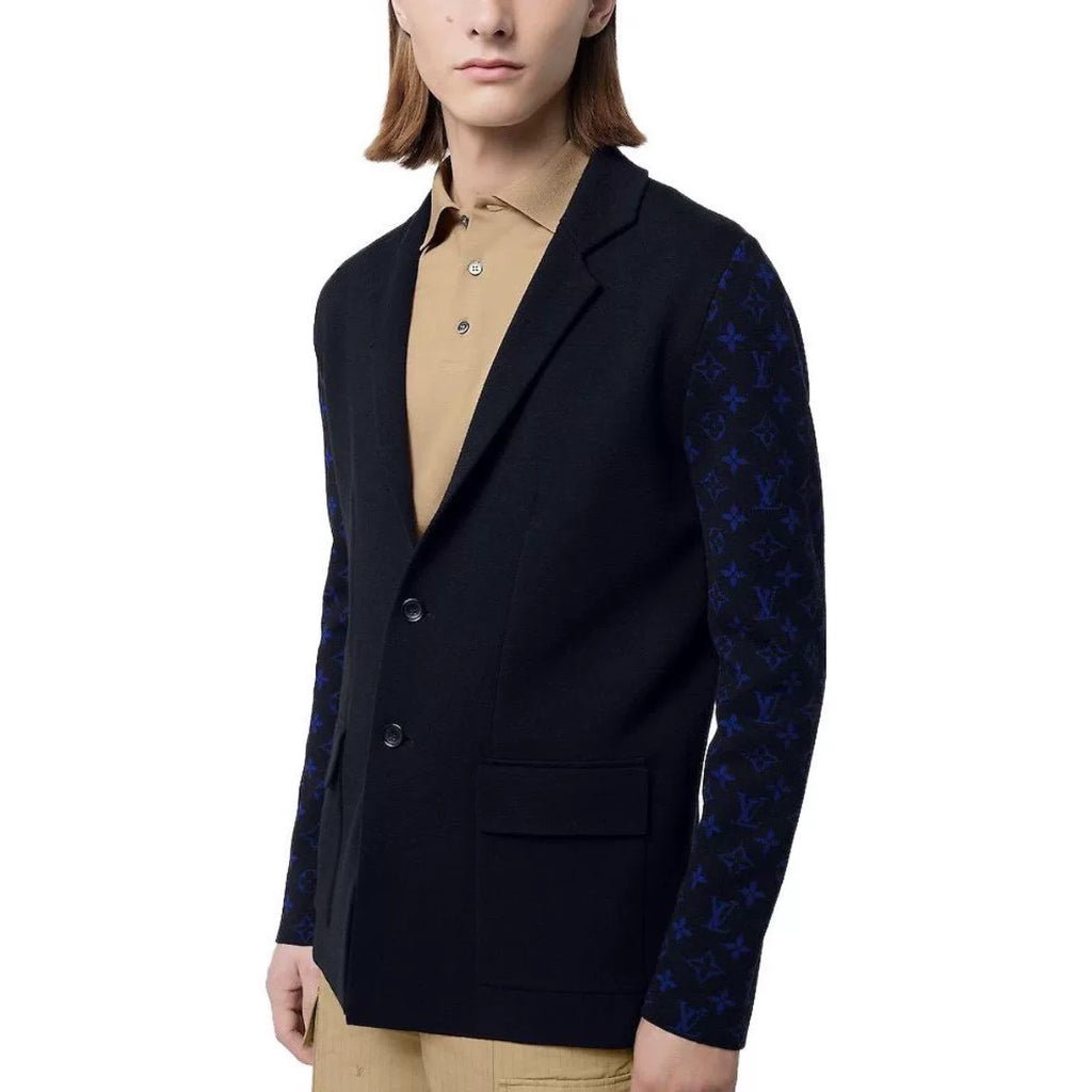 Louis Vuitton Black Logo-Print Cuffs Lambswool Sweater