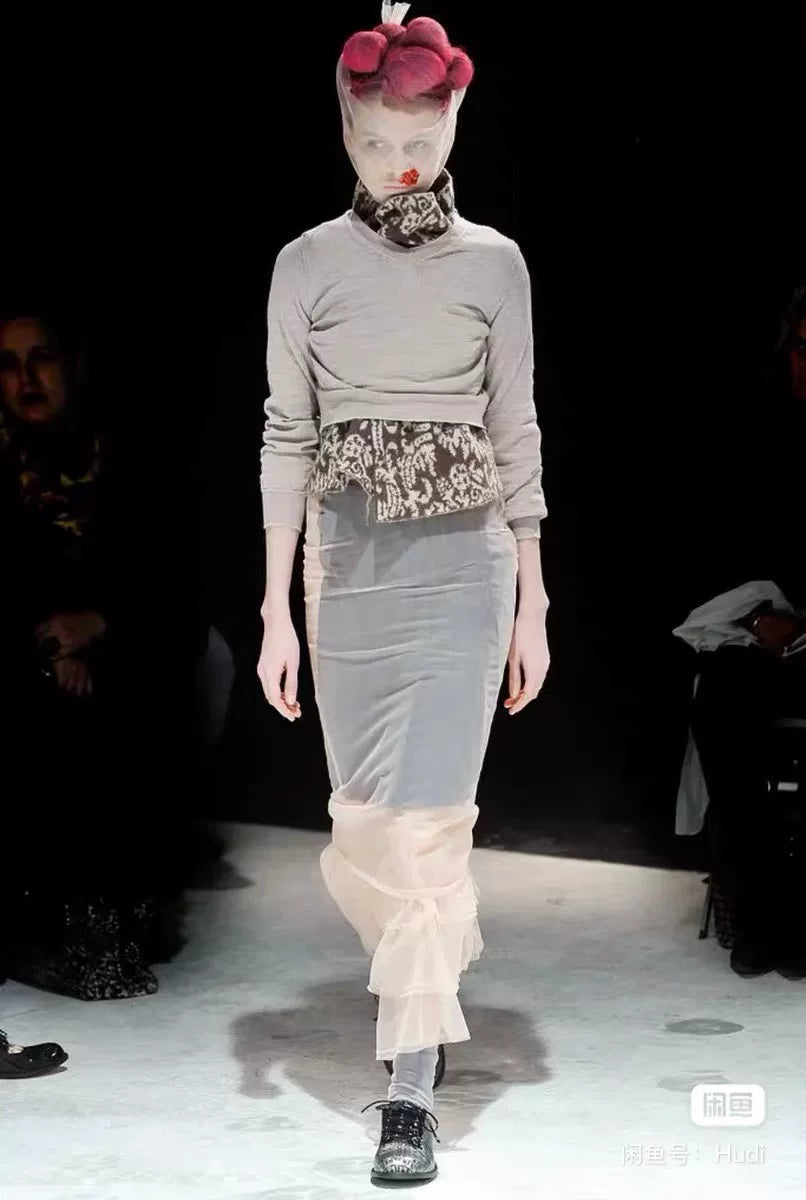 Comme Des Garcons 2009 Runway Top Wool Midi Skirt