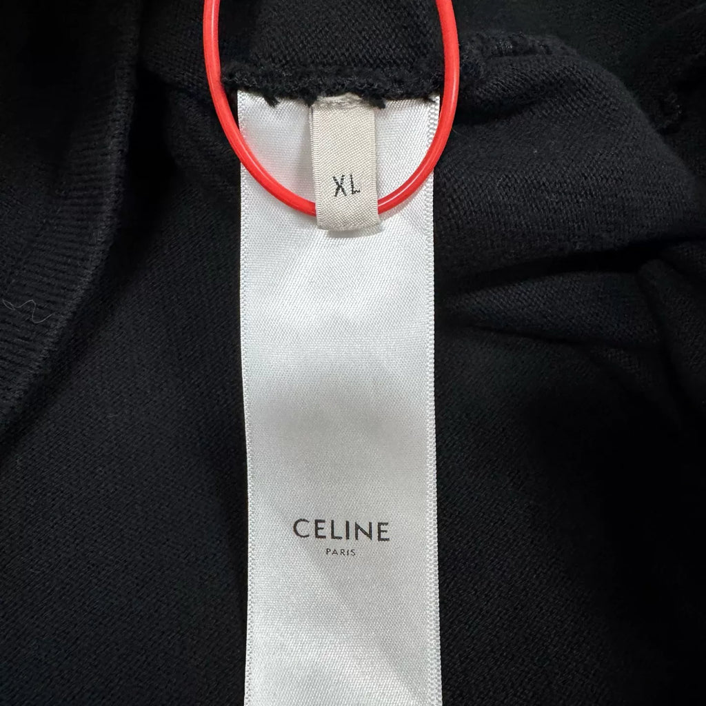 Celine SS25 Black Long Sleeve Polo Top
