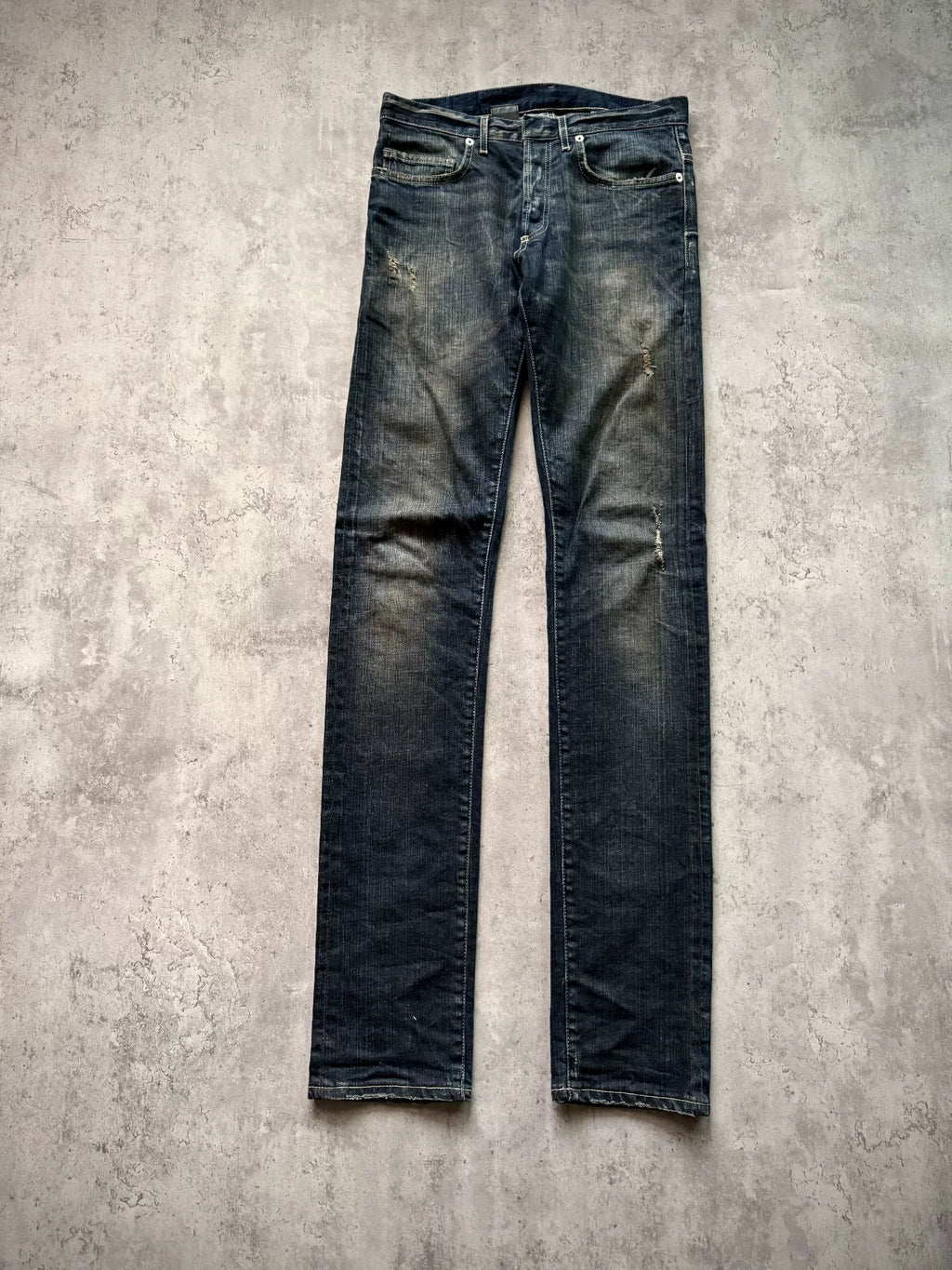 Dior Homme 11AW Distressed Dark Blue Denim Jeans