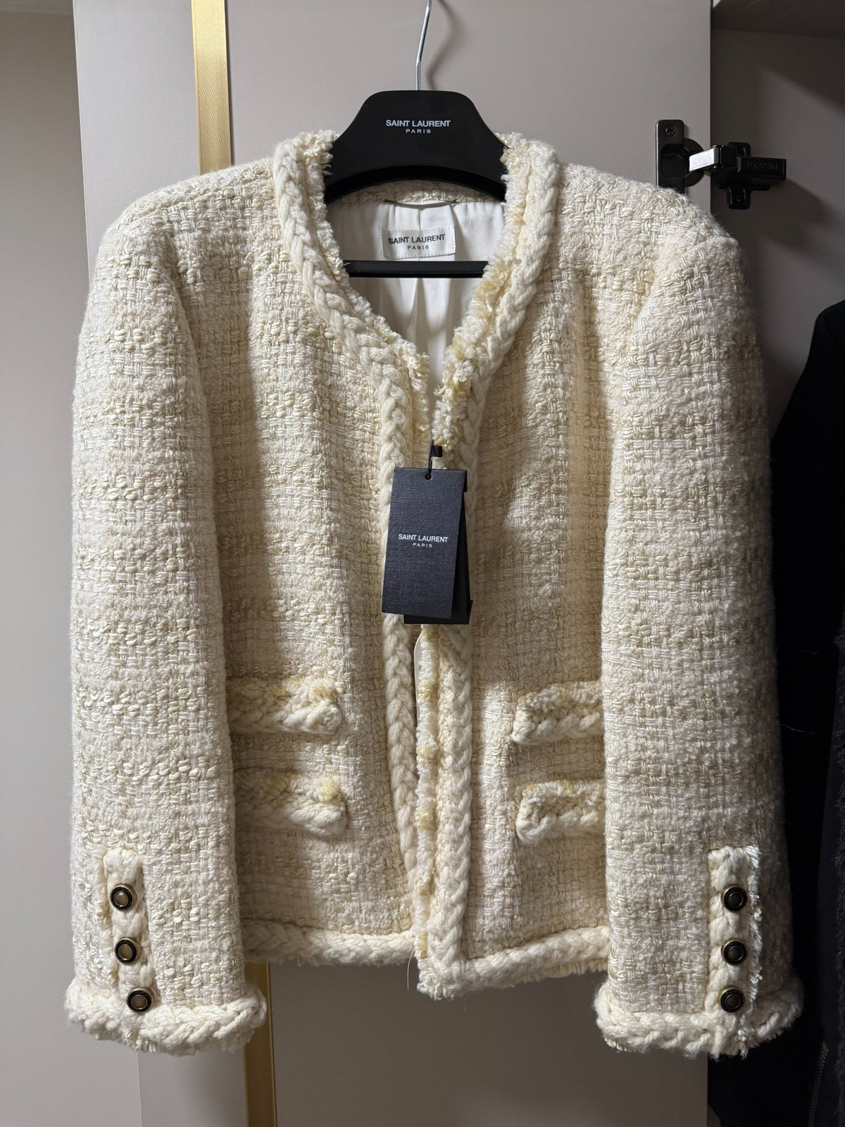 Saint Laurent SS22 Off-White Tweed Jacket