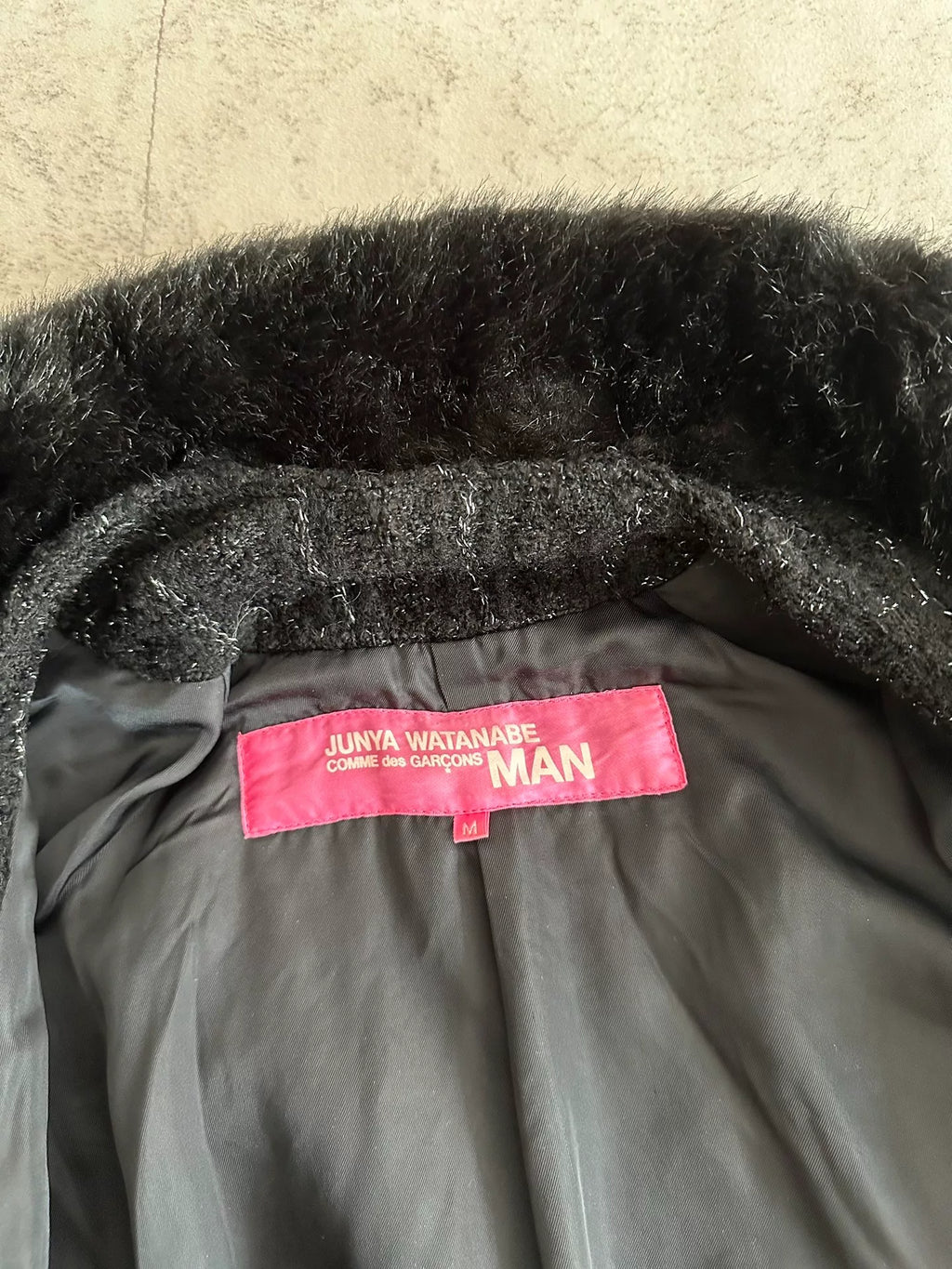 Junya Watanabe fur-trimmed tweed coat