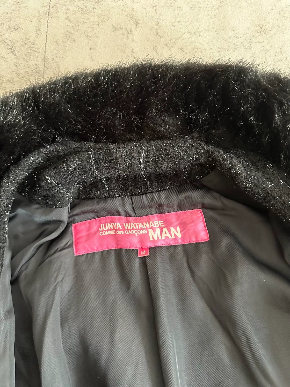 Junya Watanabe fur-trimmed tweed coat