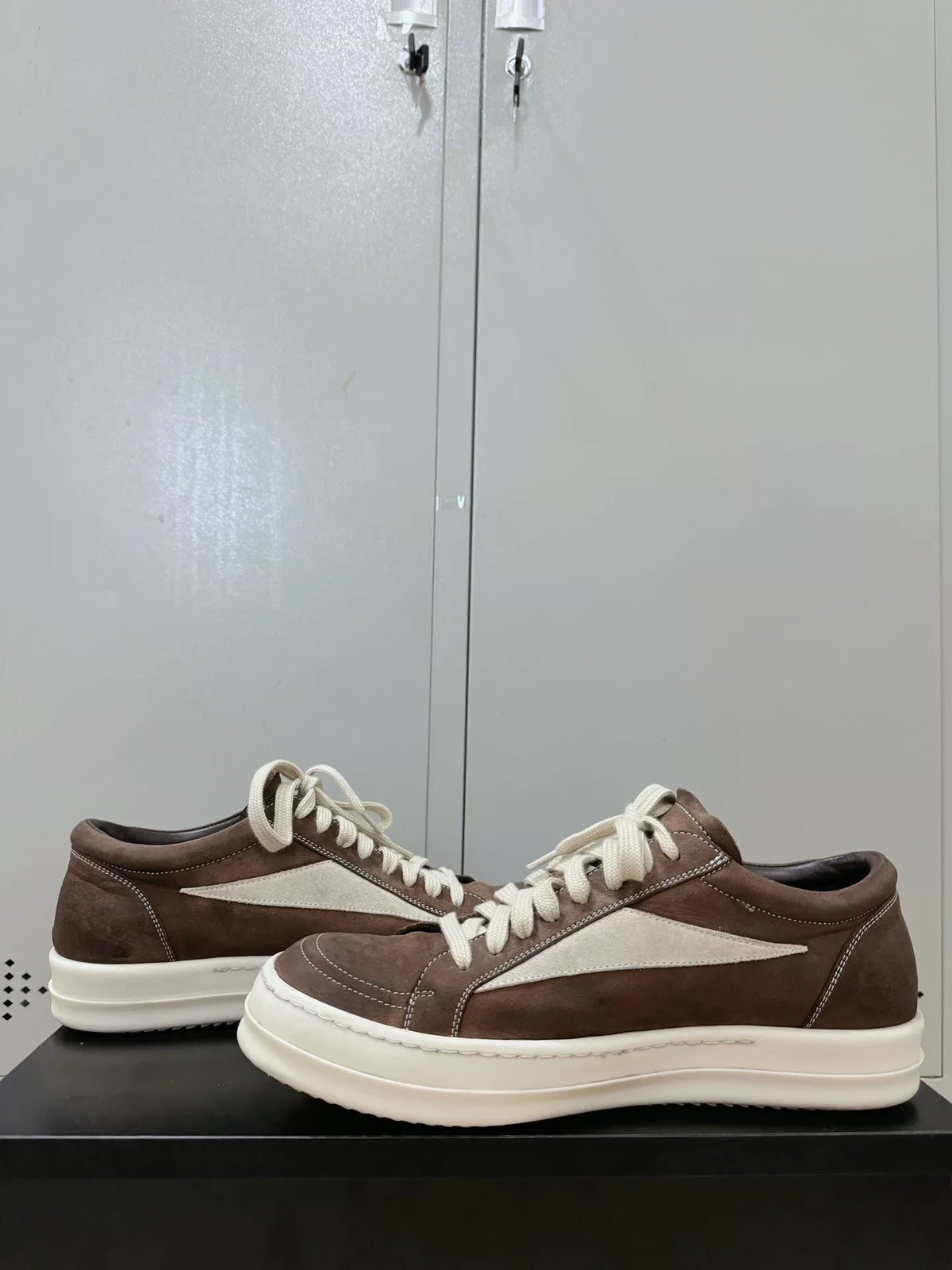 Rick Owens Brown Buffalo Leather Sneakers