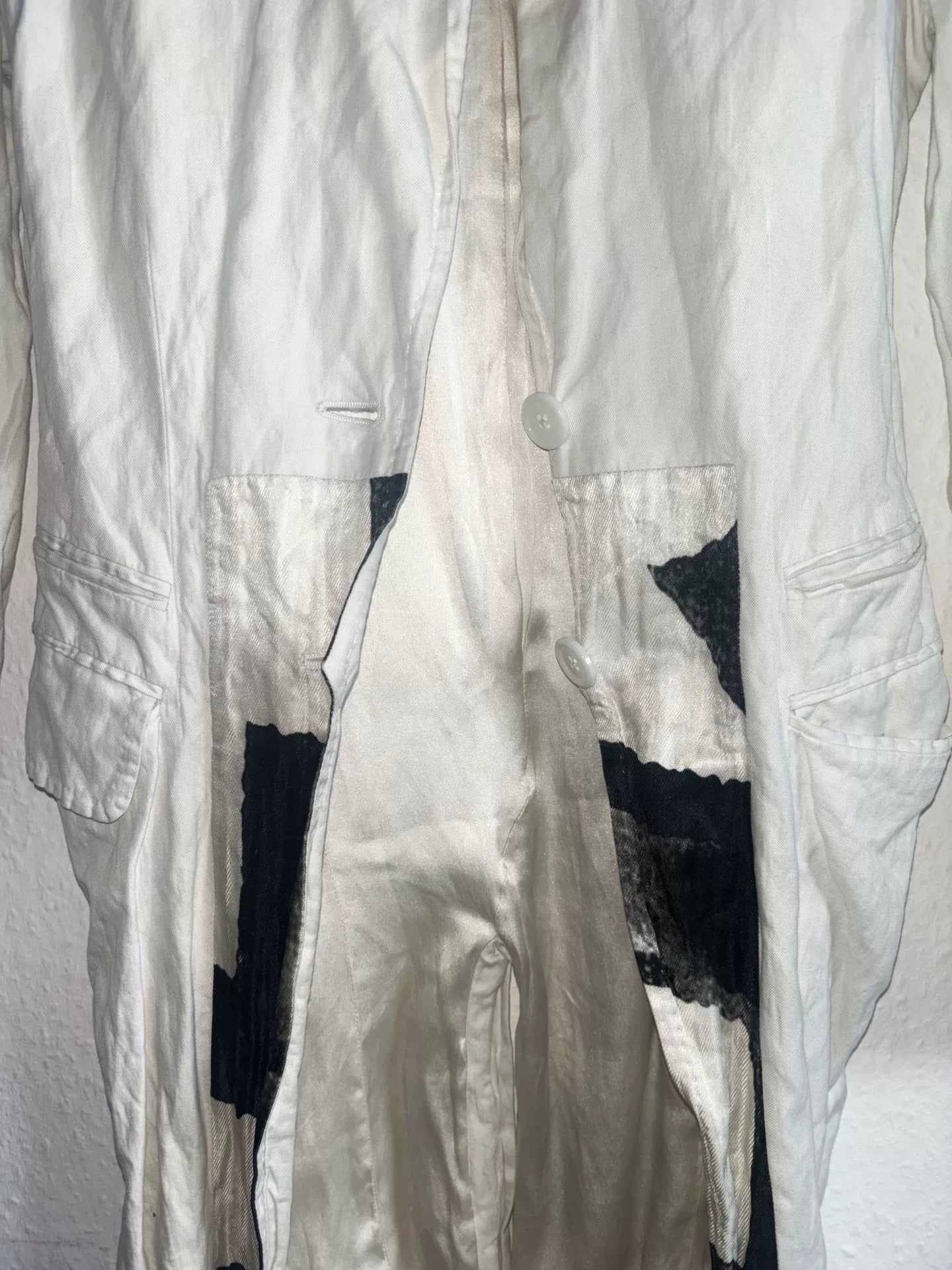 Ann Demeulemeester 11SS White Runway Silk Cotton Tailcoat