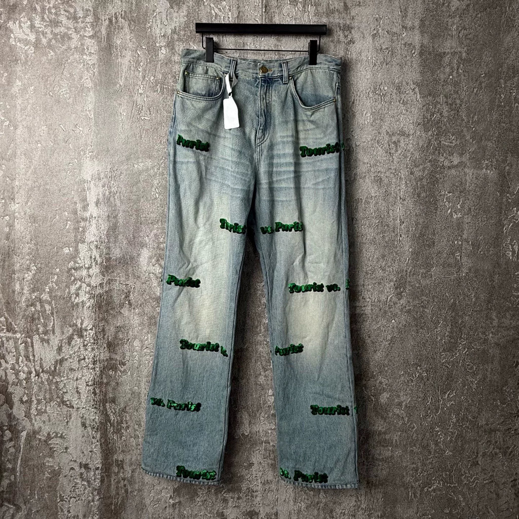 Louis Vuitton Flocked Denim Jeans