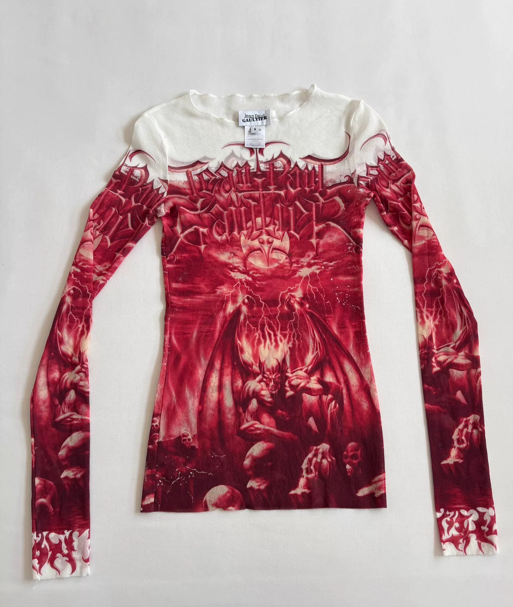 Jean Paul Gaultier Devil Skull Print Mesh Dress