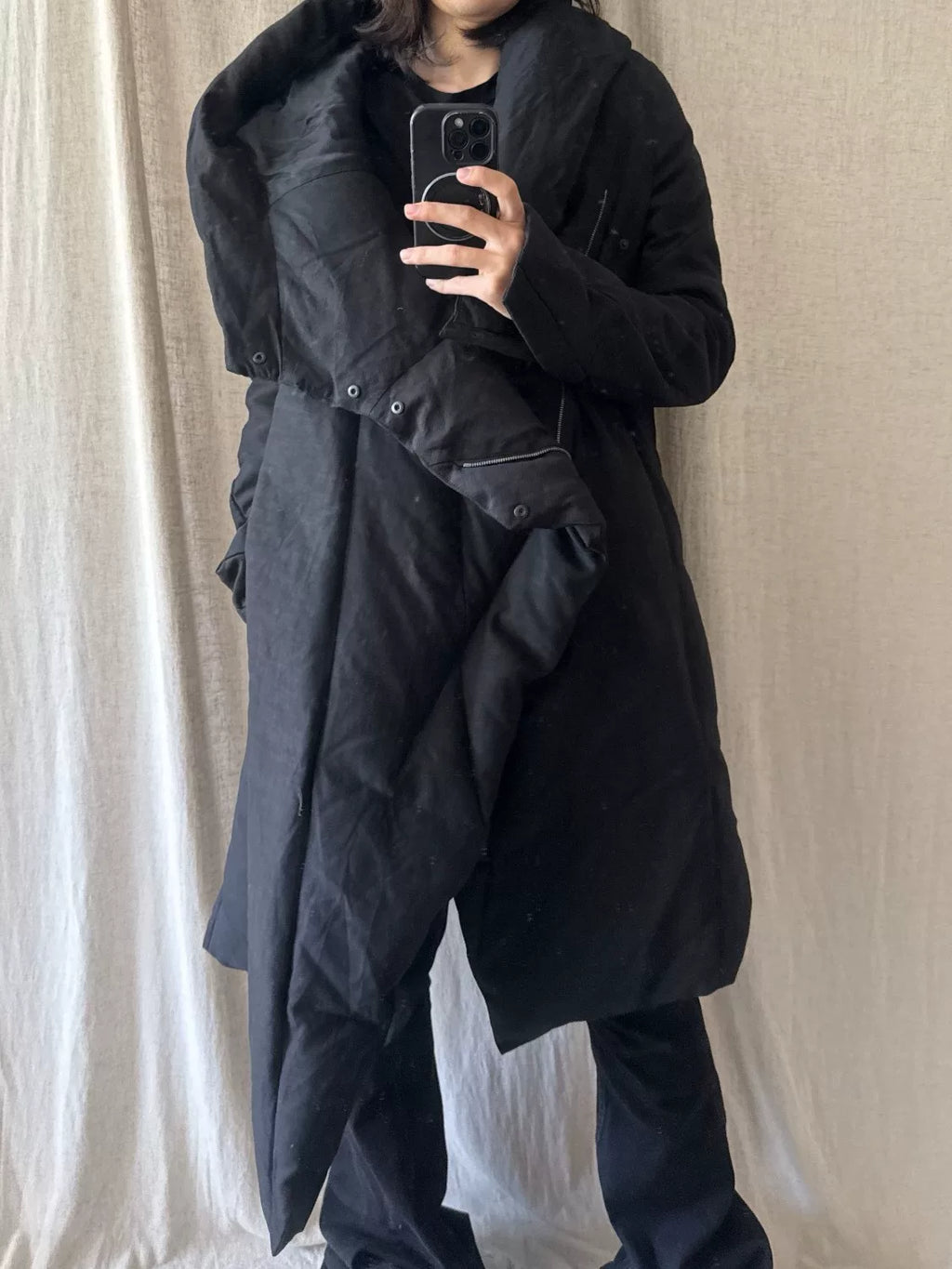Julius FW15 Wrap-Collar Quilted Down Jacket