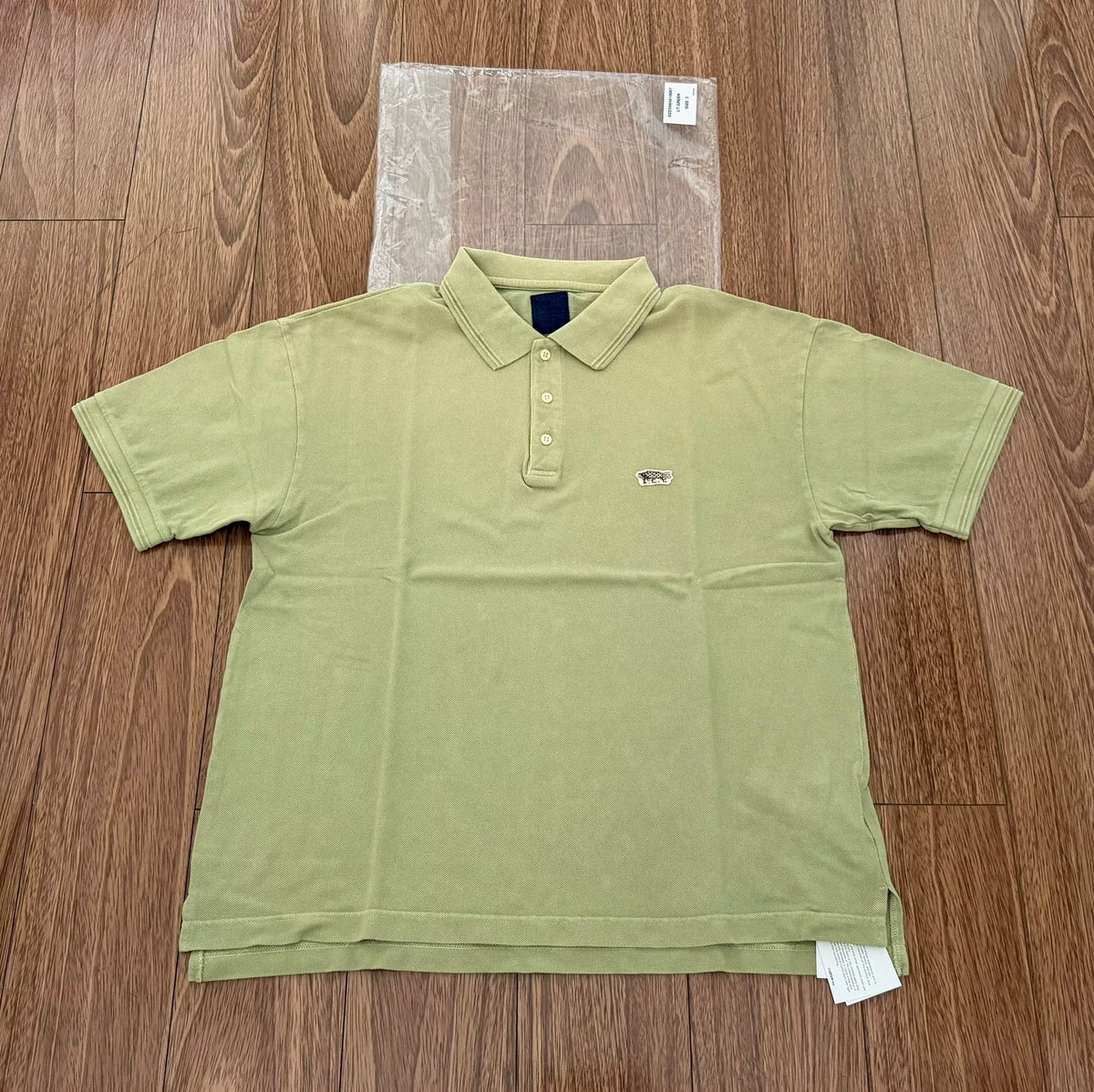 visvim AW25 ICT JUMBO WELLER S/S DMGD LT.GREEN Washed Polo Shirt