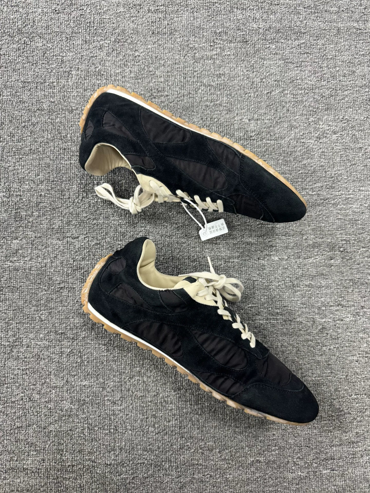 Bottega Veneta SS25 Black Grey Suede Orbit Flash Sneakers