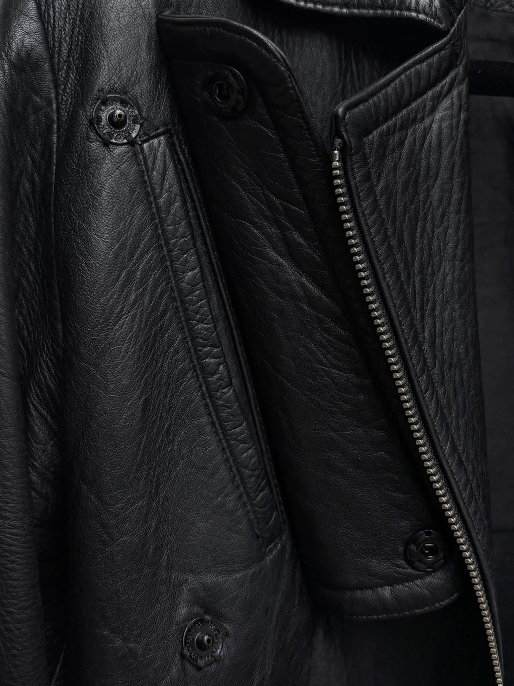 Ann Demeulemeester 2000s Black Asymmetric Zip-Up Leather Jacket