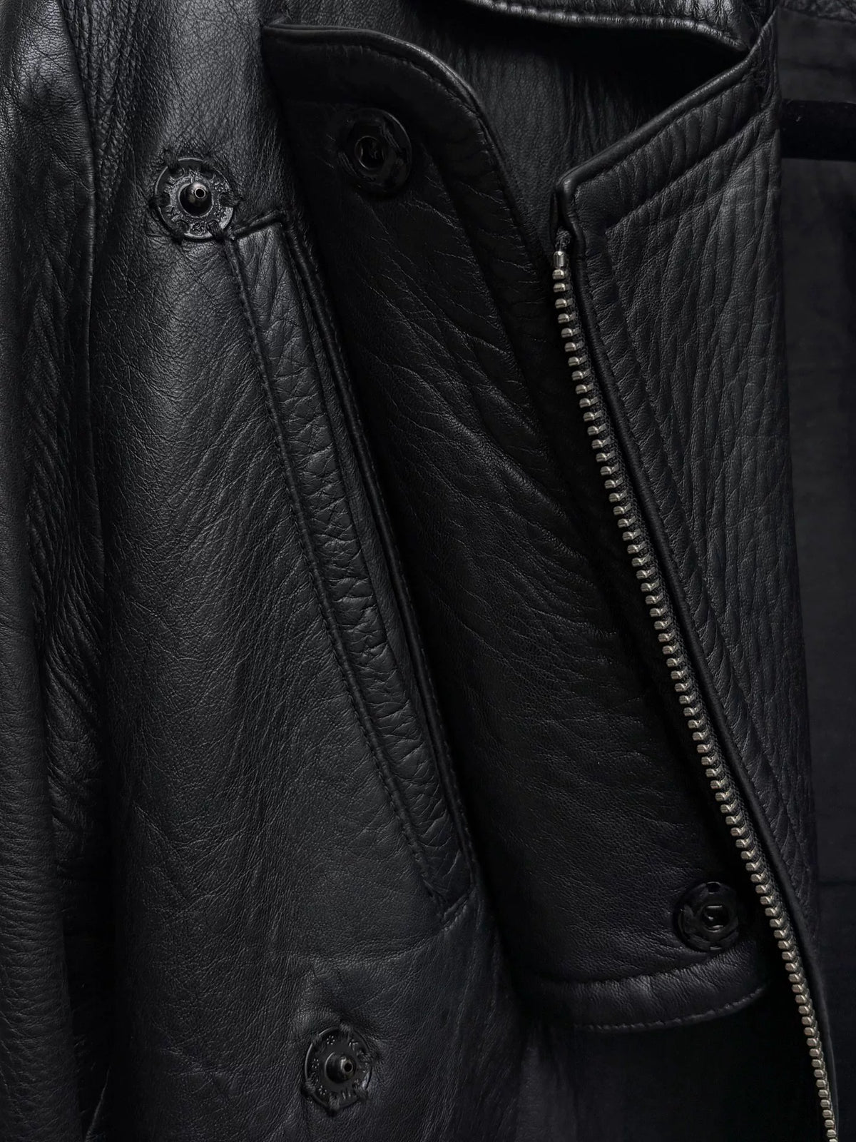 Ann Demeulemeester 2000s Black Asymmetric Zip-Up Leather Jacket