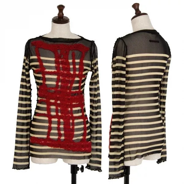 Jean Paul Gaultier Vintage Striped Floral Mesh Top