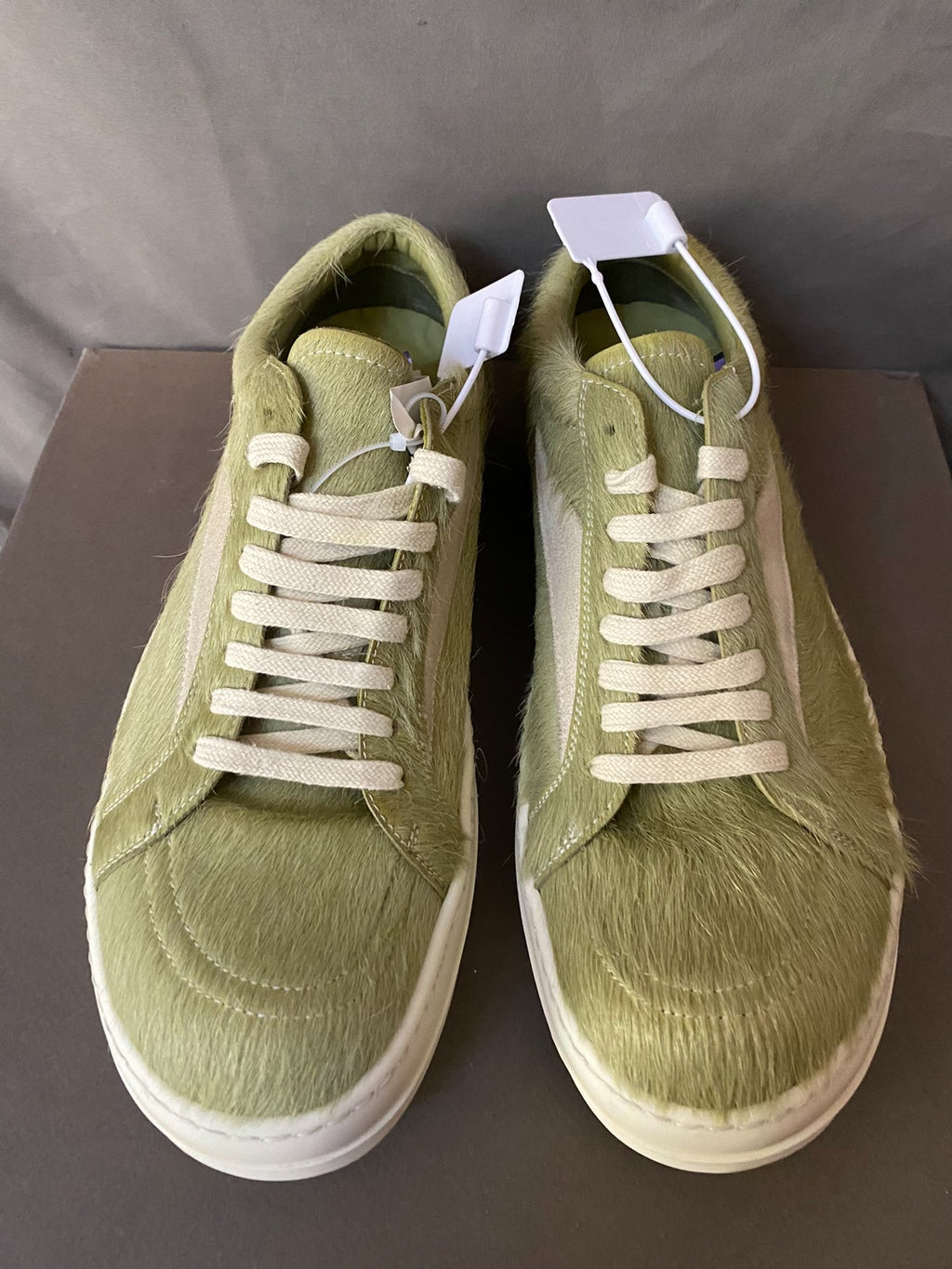 Rick Owens mainline green horsehair sneakers