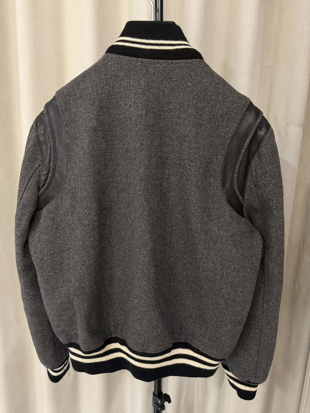 Saint Laurent FW14 Snowflake Grey Lambskin Baseball Jacket by Hedi Slimane