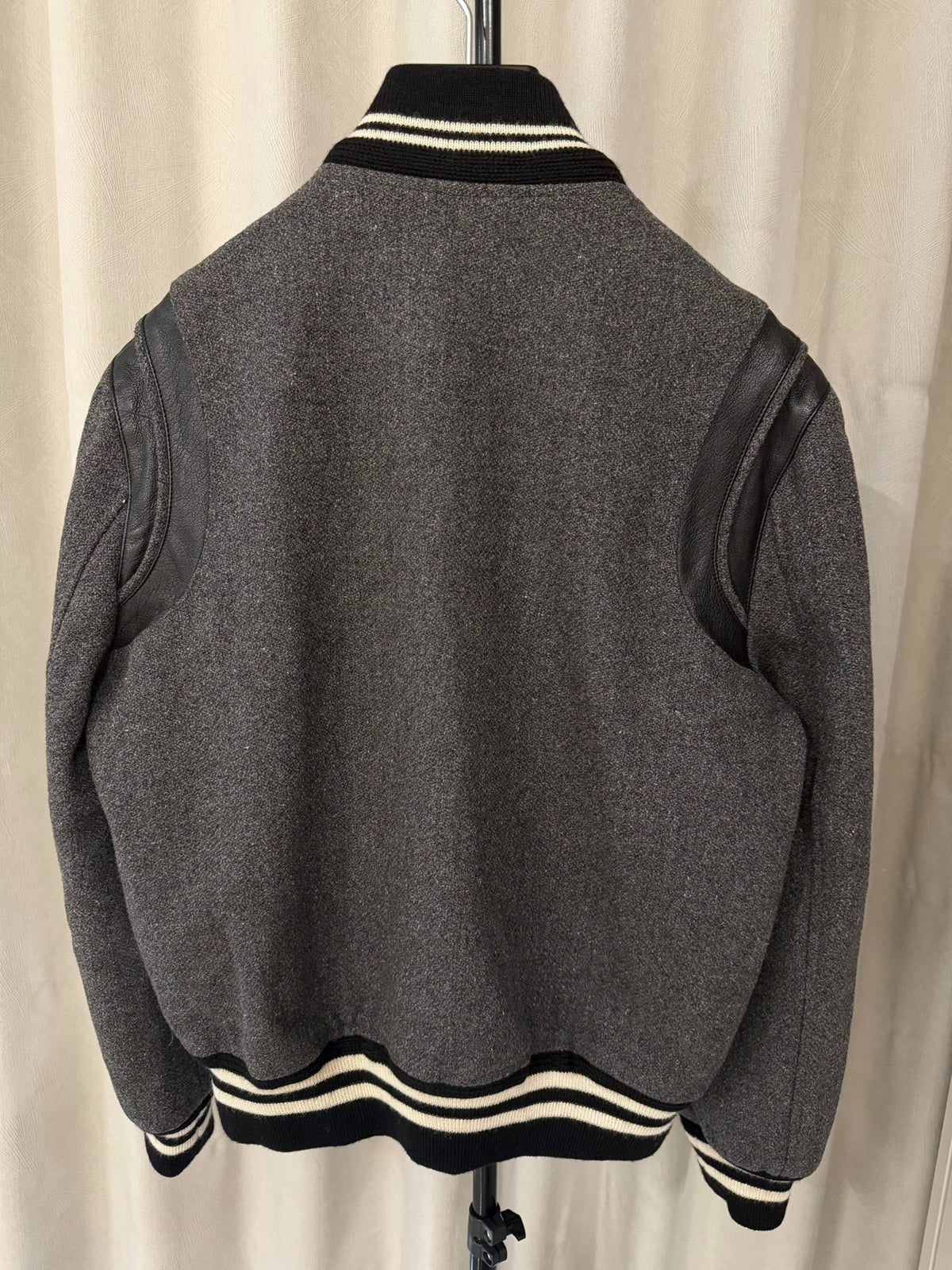 Saint Laurent FW14 Snowflake Grey Lambskin Baseball Jacket by Hedi Slimane