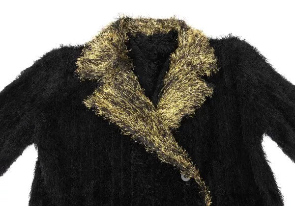 Issey Miyake Vintage Black Gold Faux Fur Pleated Sweater