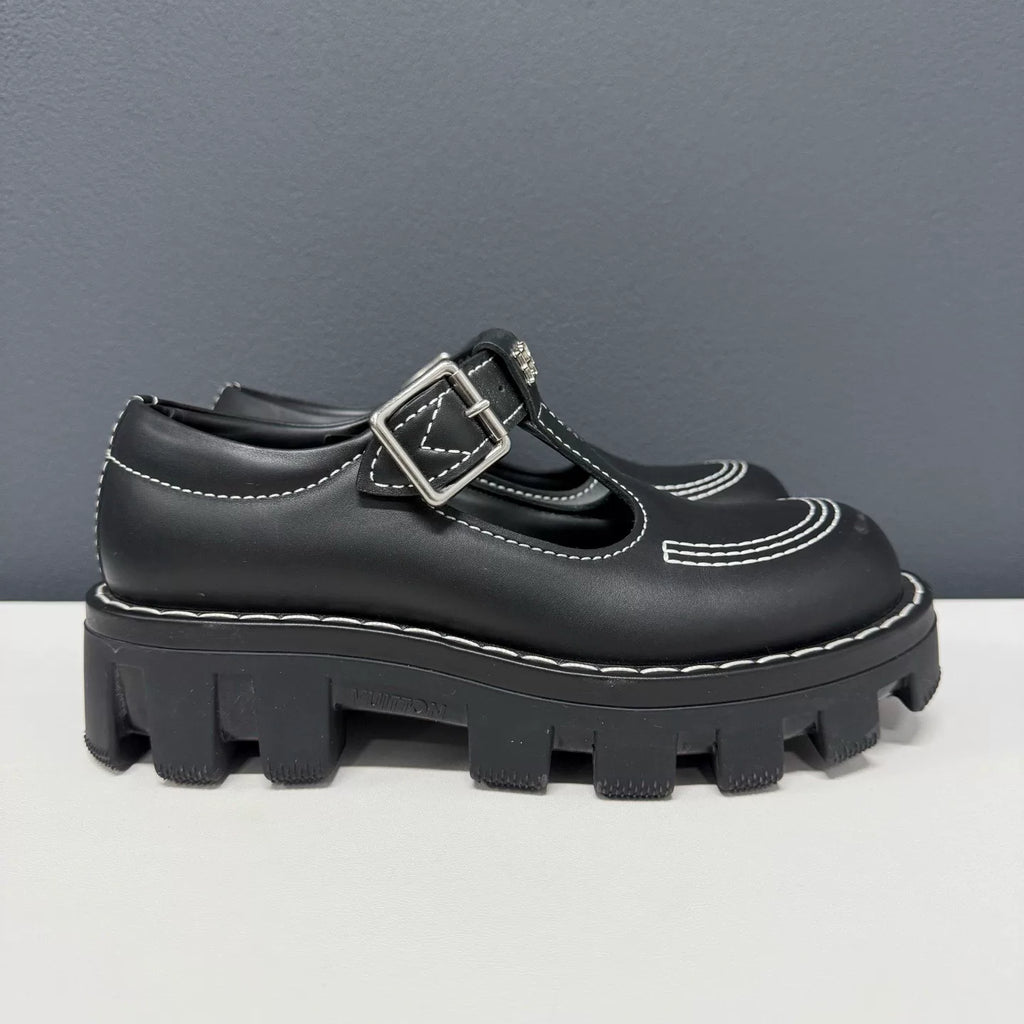 Louis Vuitton Checker Platform Loafers Black Shoes