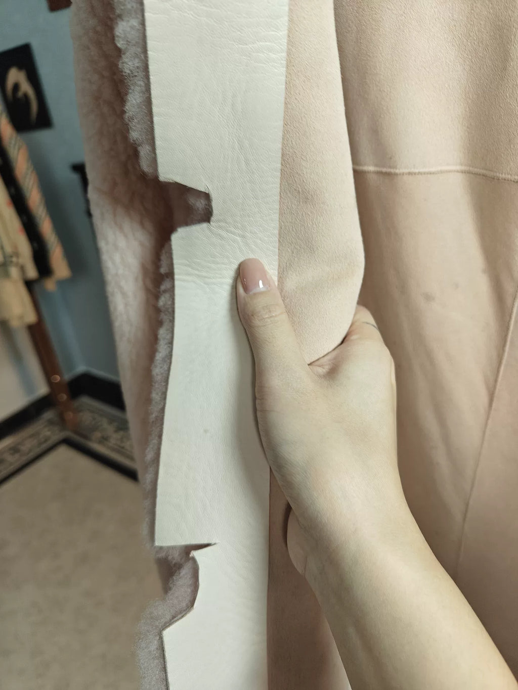 Bottega Veneta Pink Shearling Long Coat