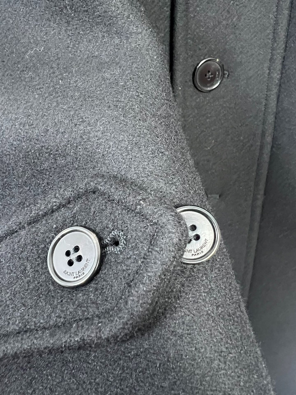 Saint Laurent Slp15fw Black Single-Breasted Wool Coat