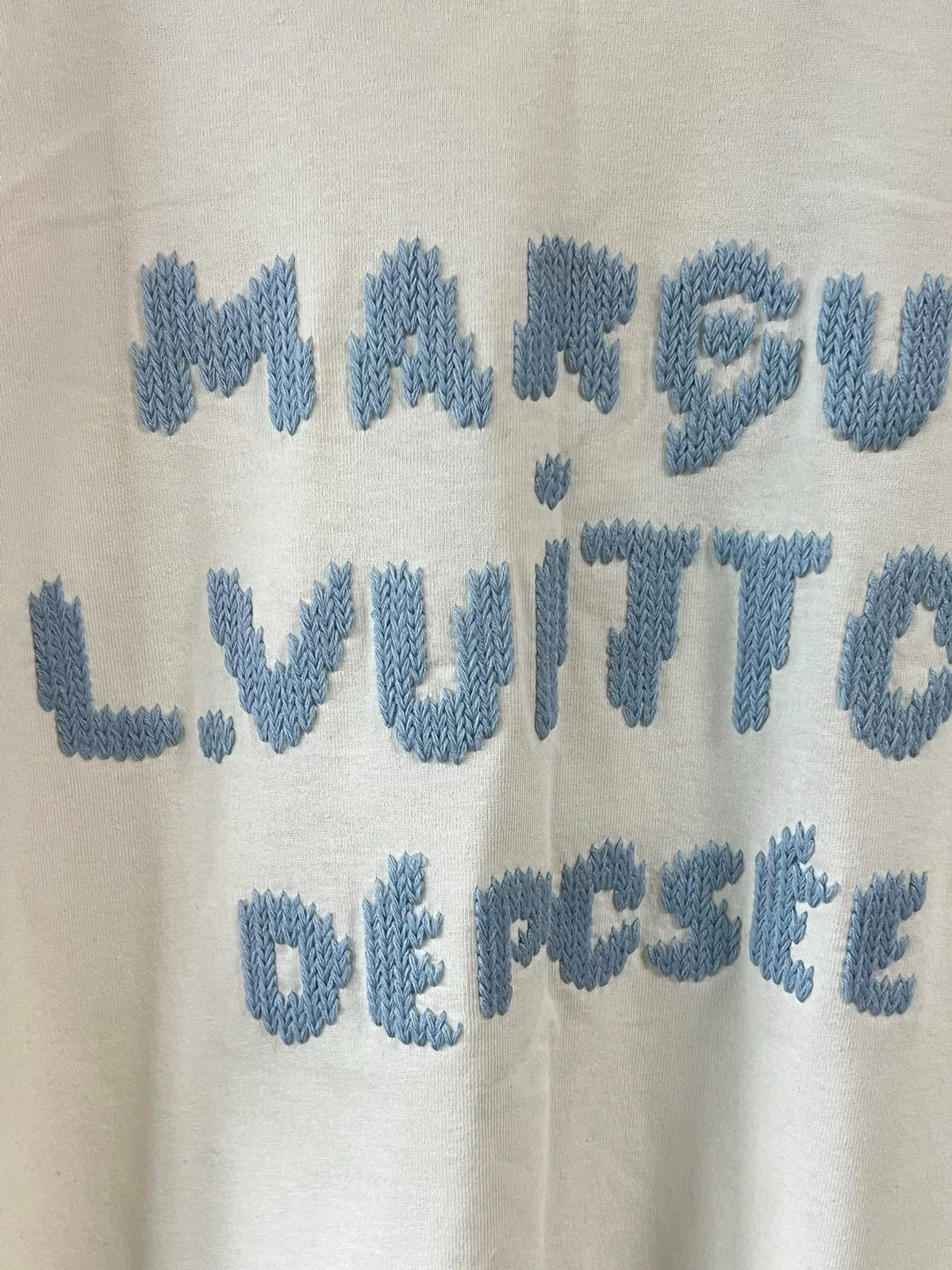 Louis Vuitton XXL SS26 Short Sleeve Top Wool Embroidered White T-Shirt