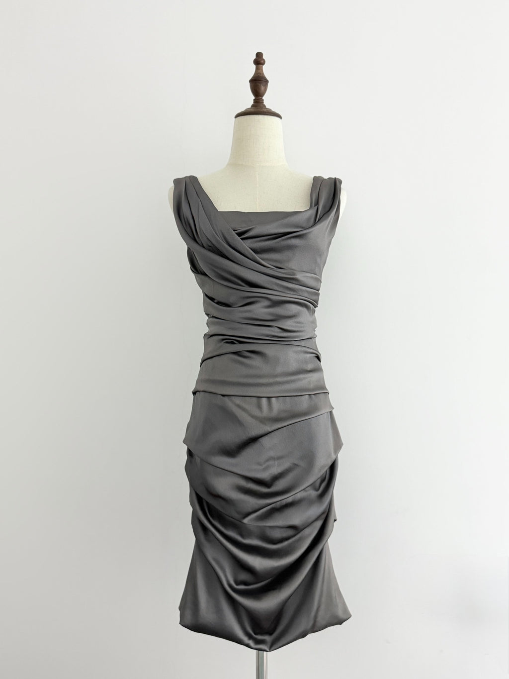 Dolce Gabbana Pleated Gray Dress - Devines