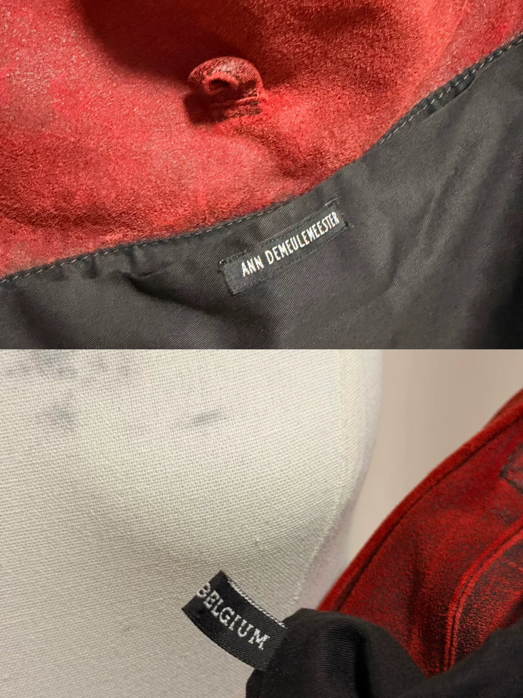 Ann Demeulemeester Red Cracked Shoulder Bag Crossbody Bag