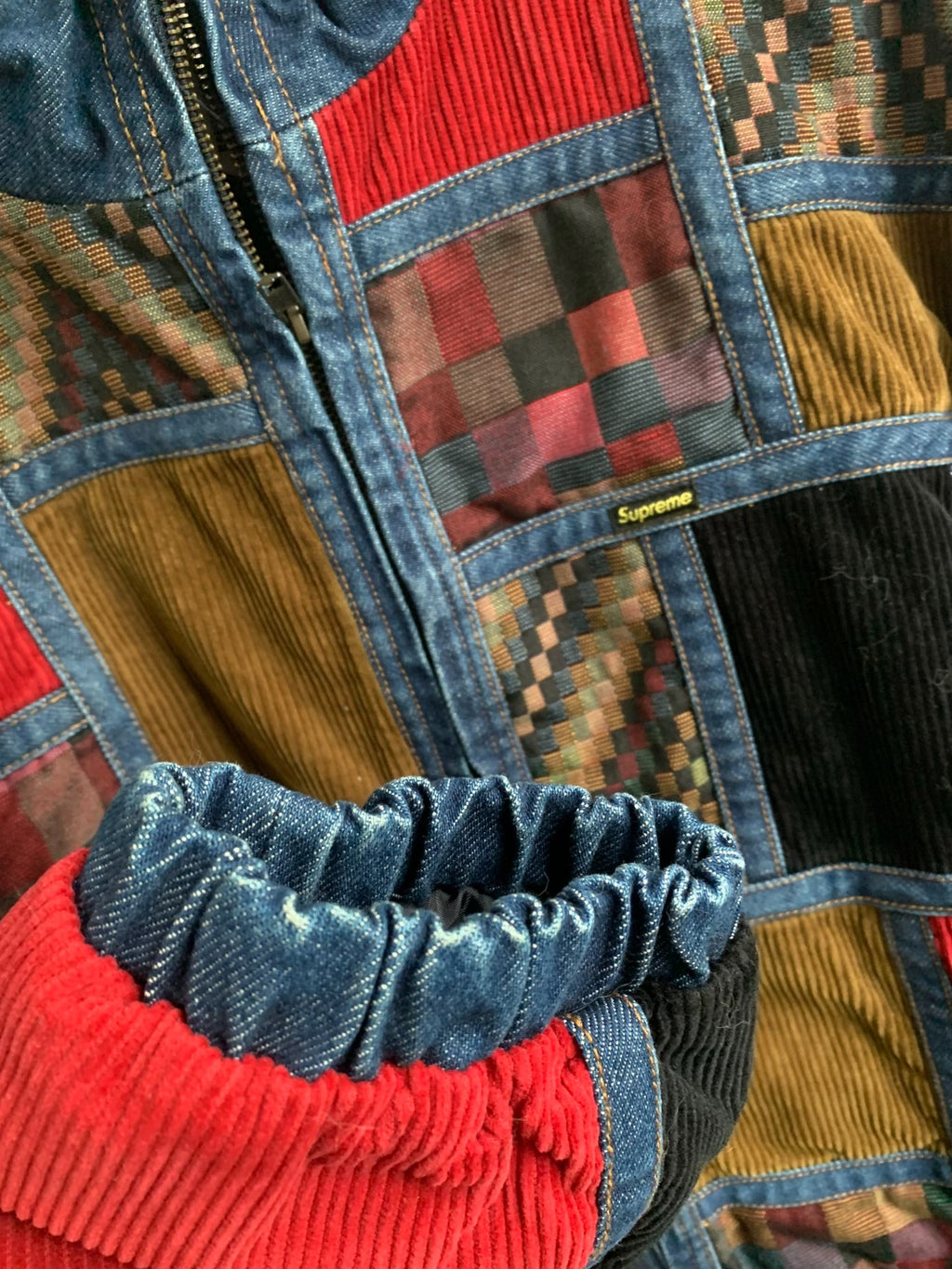 Supreme FW18 Corduroy Patchwork Denim Jacket