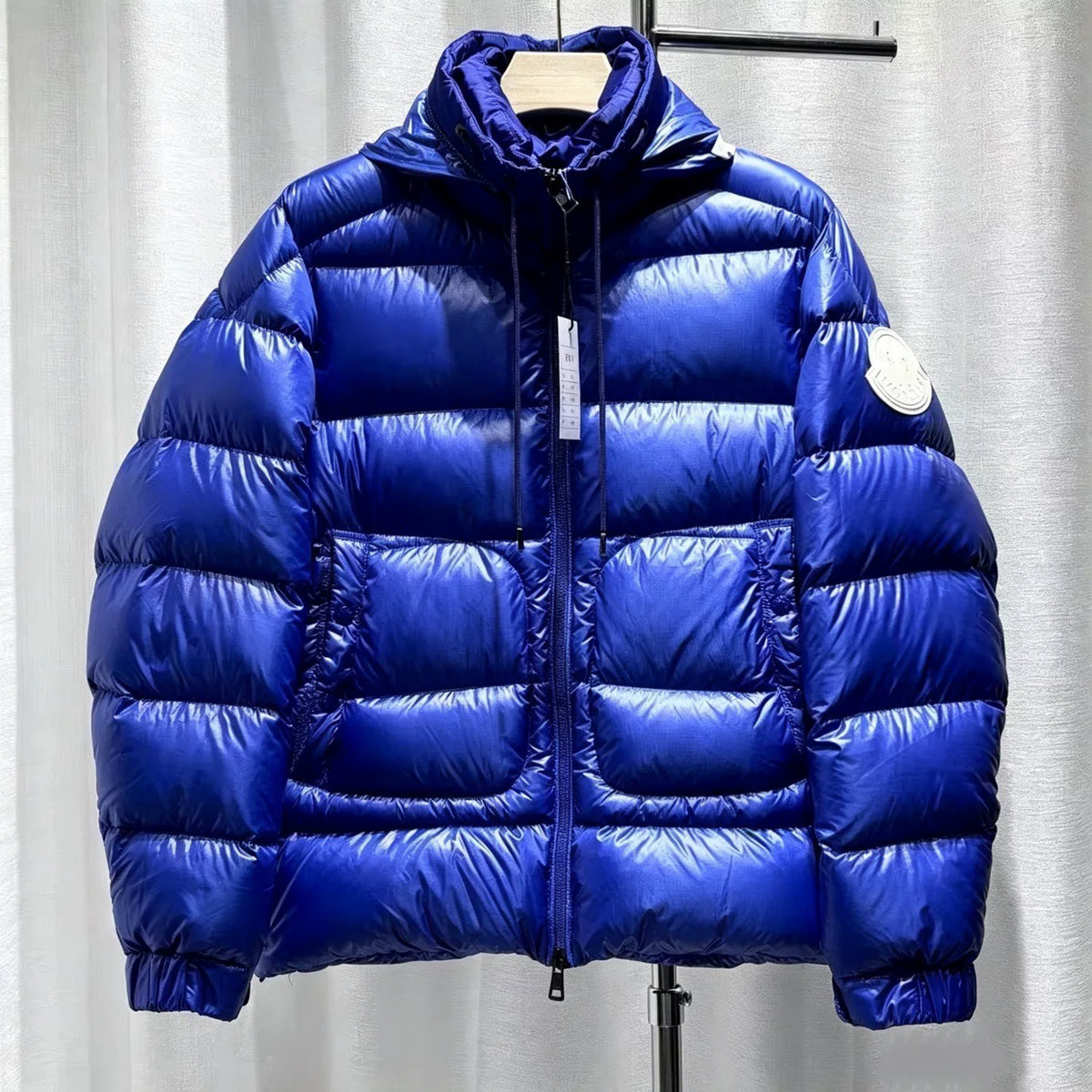 Moncler Navy Blue Detachable Hood Stand-Collar Nylon Down Jacket