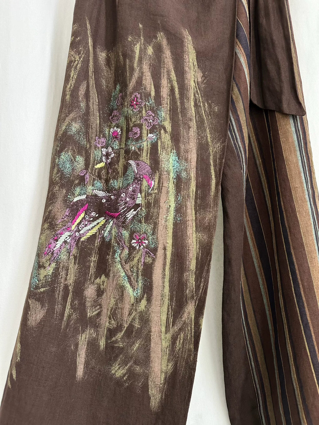 Kenzo 80s Linen Wrap-Style Wide-Leg Pants
