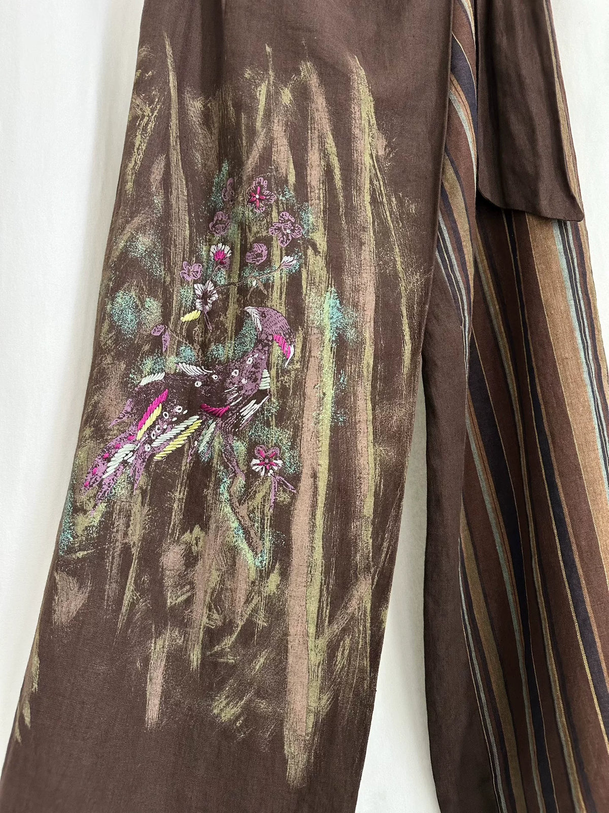 Kenzo 80s Linen Wrap-Style Wide-Leg Pants