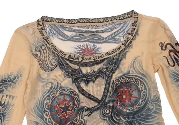 Jean Paul Gaultier Vintage Beige Floral Mesh Top
