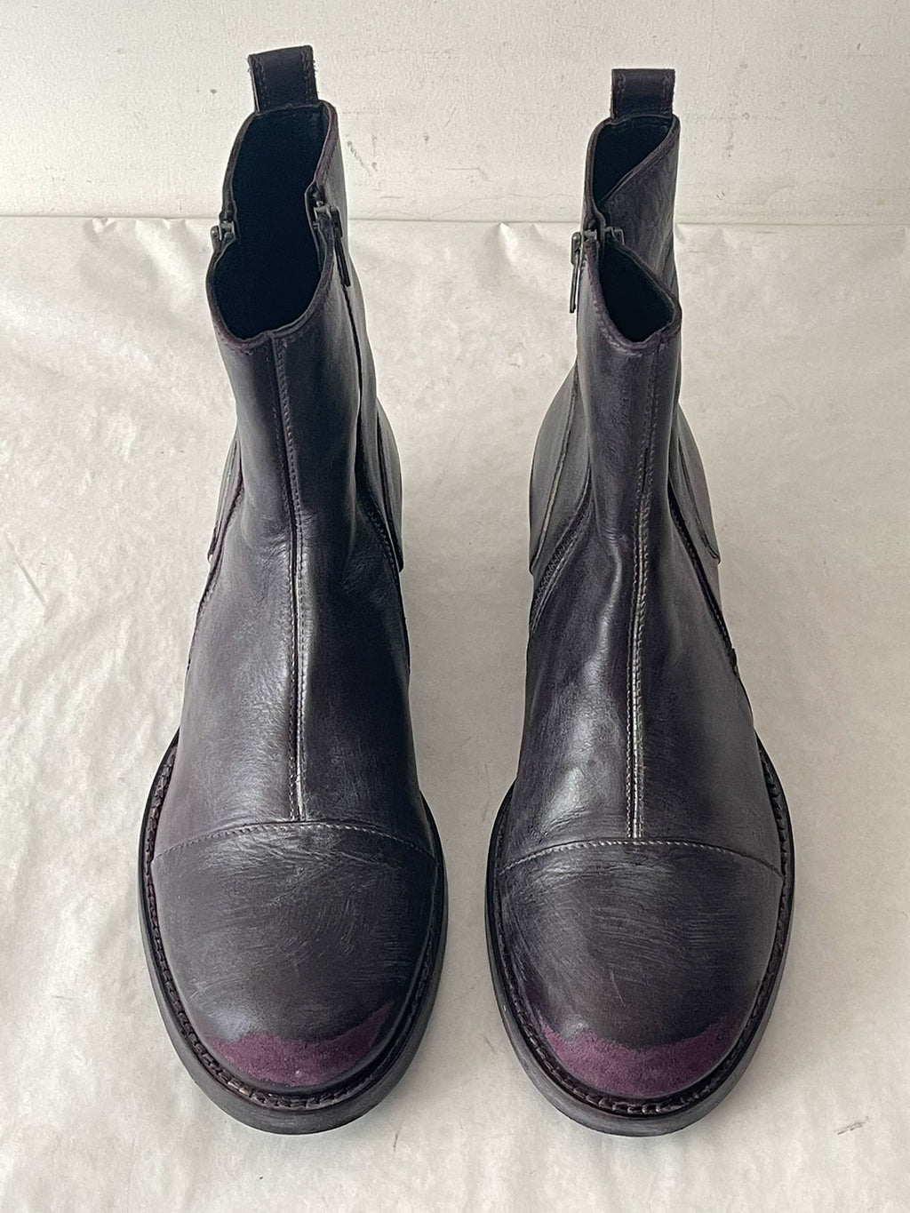 Ann Demeulemeester 08aw mineral purple distressed ankle boots