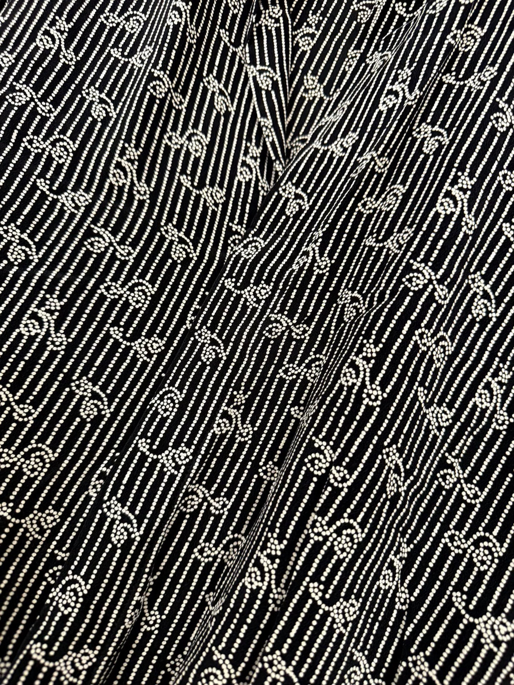 Saint Laurent Paris SS18 Black Paisley Polka Dot Striped Silk Shirt