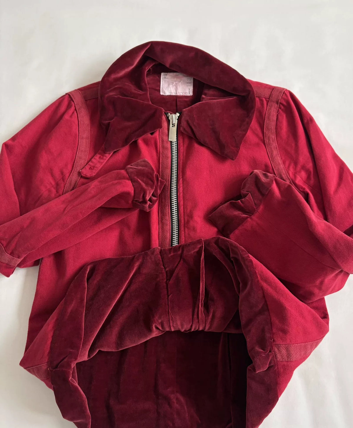 Sacai Vintage Zip Velvet Panel Denim Jacket
