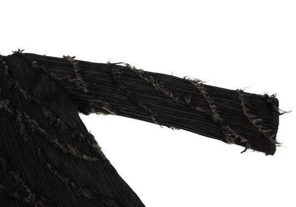 Issey Miyake Vintage Black Faux Fur Pleated Top