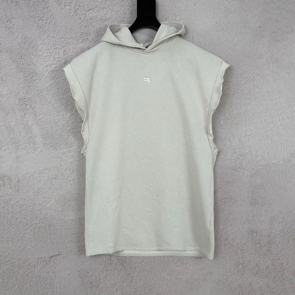 Balenciaga Pleated Sleeveless Vest Hoodie Boomerang Embroidered Short Sleeve Hoodie