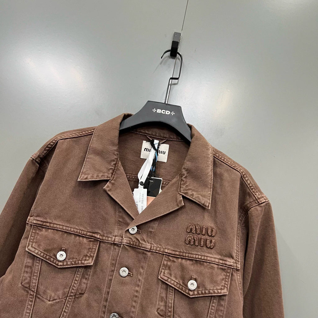 Miu Miu Logo Embroidered Denim Jacket