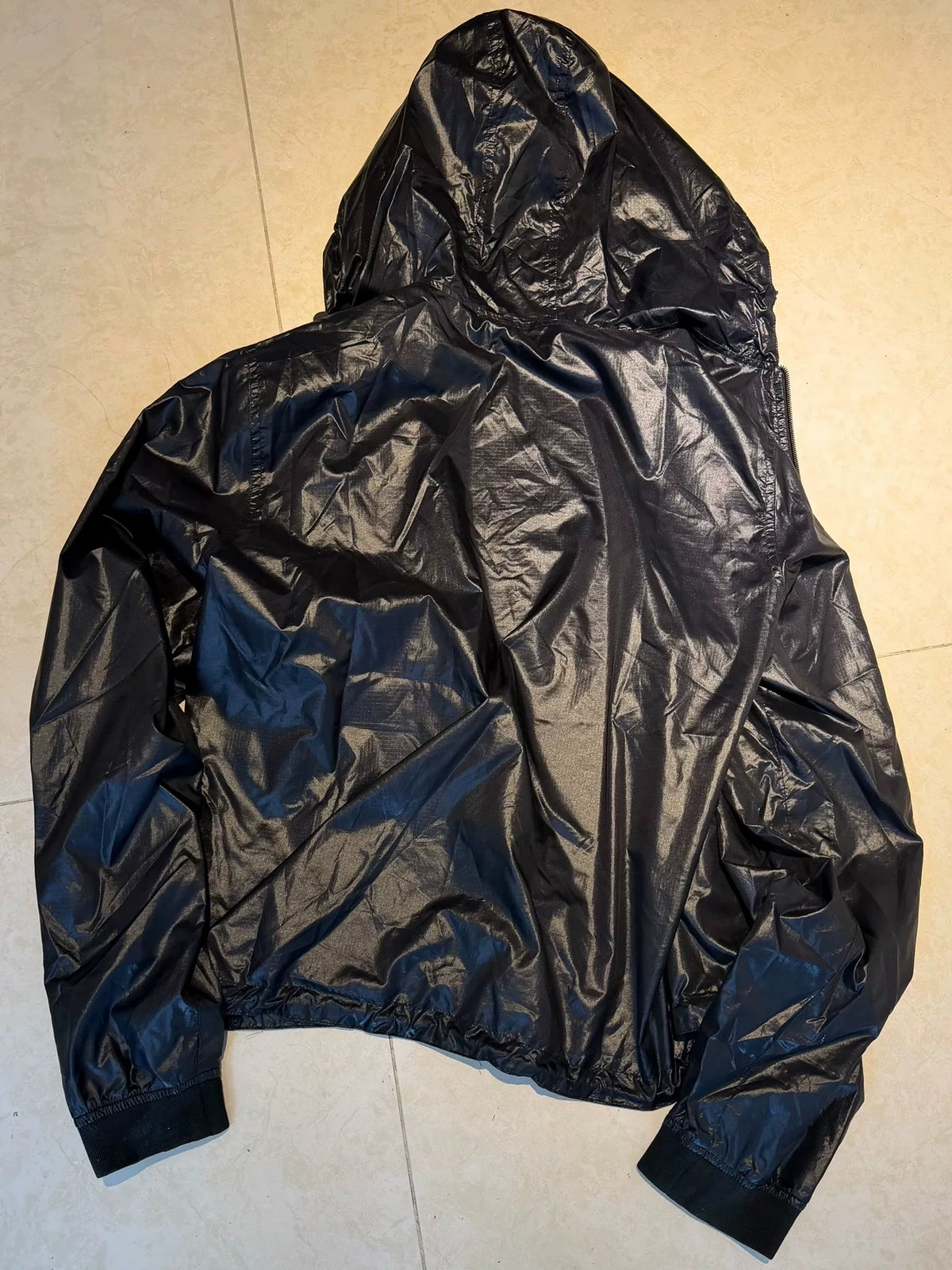 Prada Sports Black Hooded Zip-Up Metal Nylon Jacket