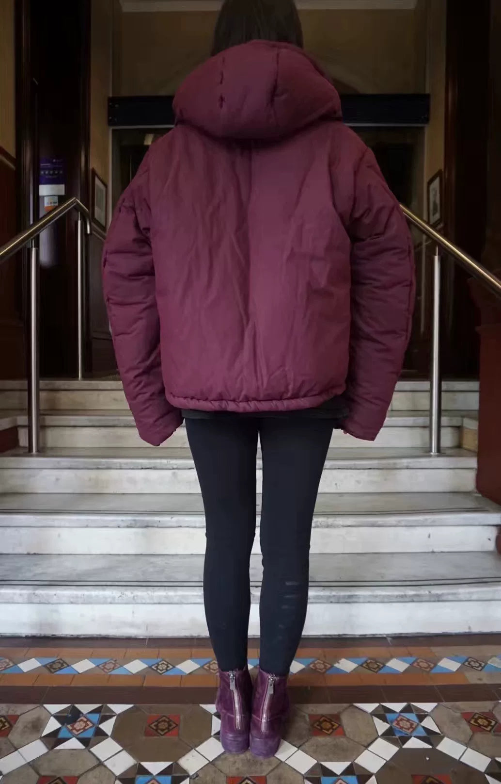 Yeezy Season 5 Oxblood Short Puffer Hooded Cotton Jacket