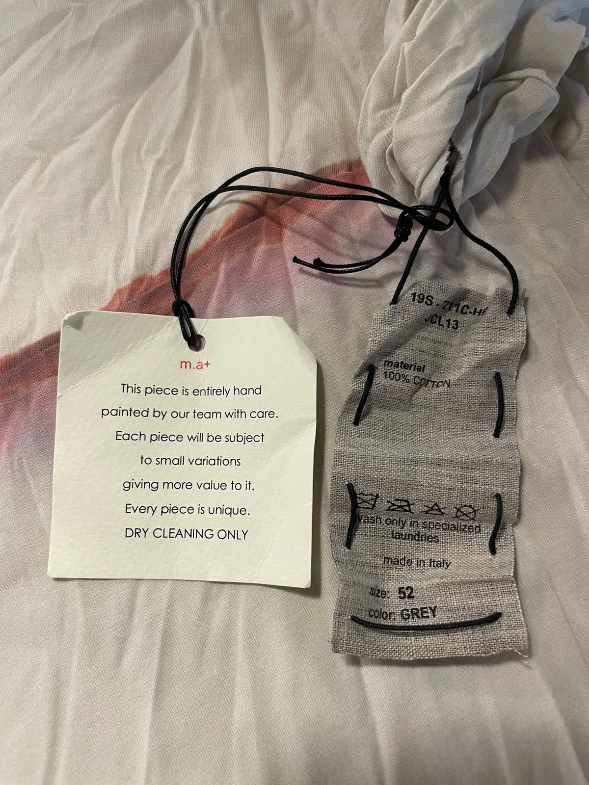 M.A+ SS19 Grey Hand Printed One Piece Cotton Tee
