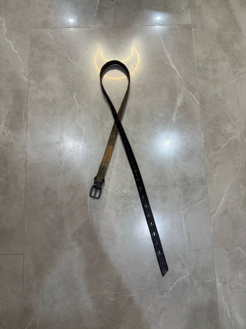 M.A+ SS06 Black Cross Leather Belt