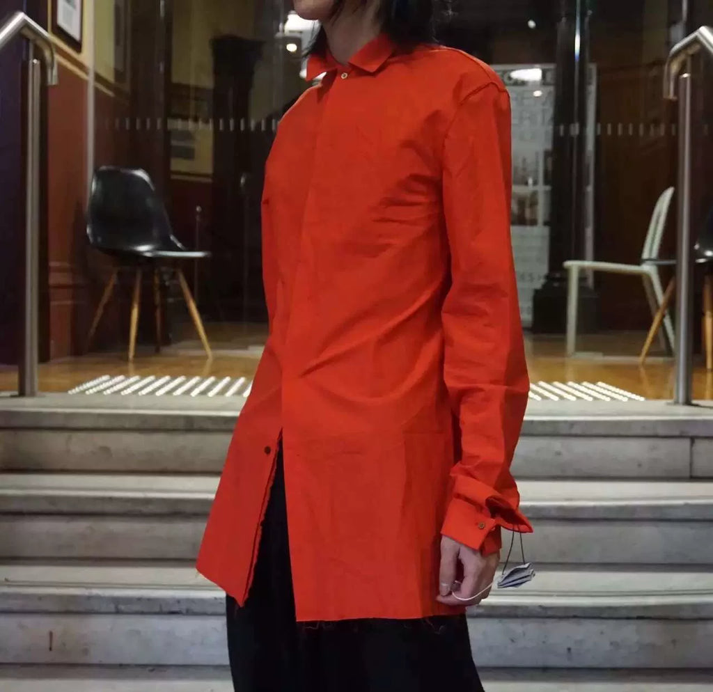 M.A+ FW15 Red High Risk Fitted Cotton Shirt