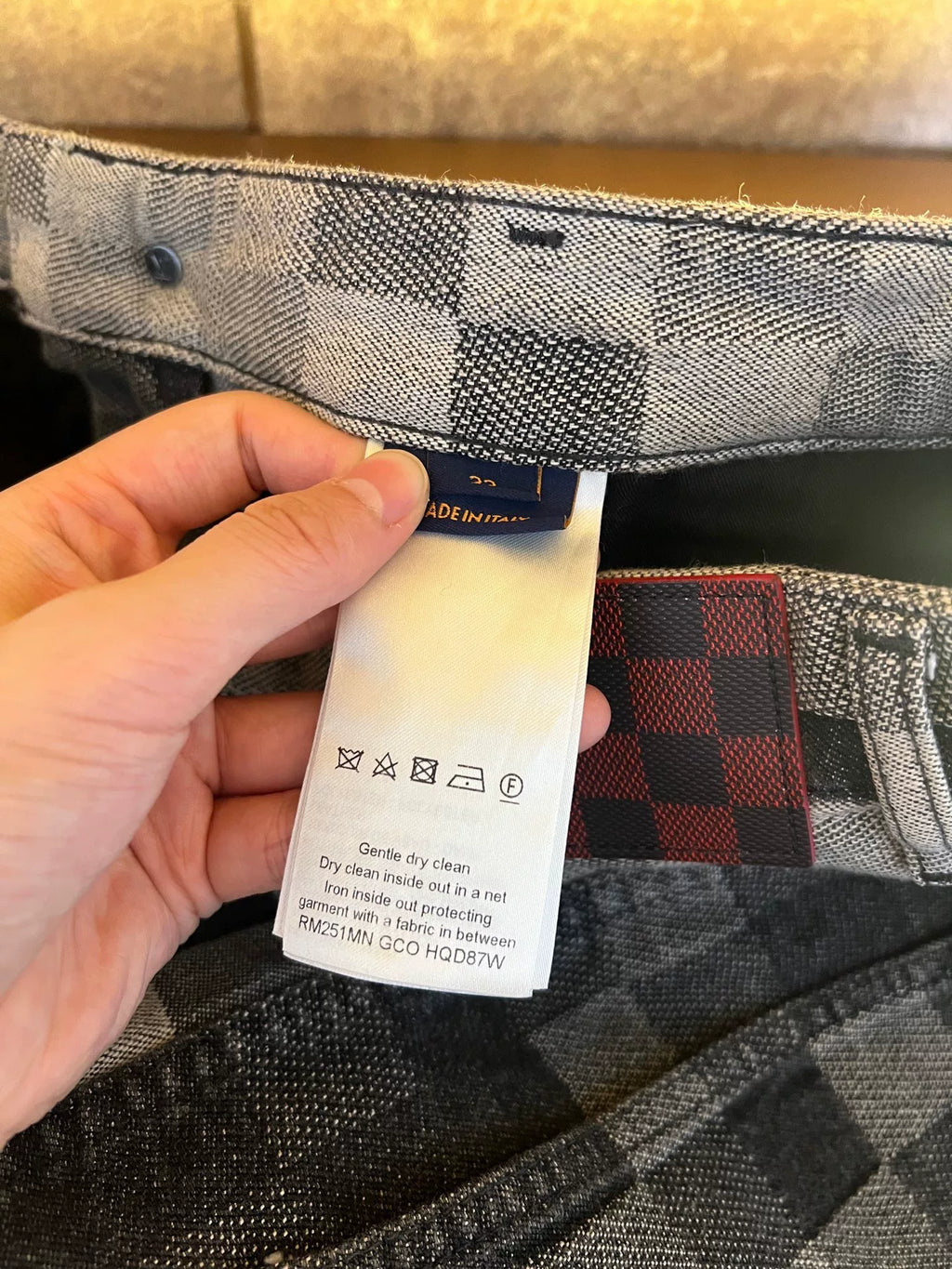 Louis Vuitton Black Grey Checkered Denim Jeans