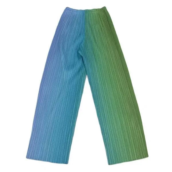 Issey Miyake Vintage Blue-Green Gradient Pleated Pants