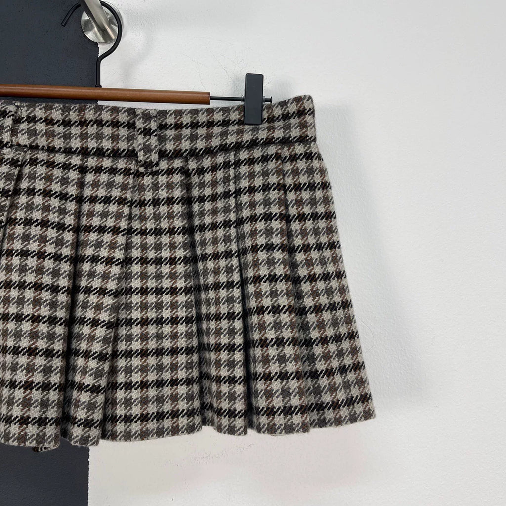 Miumiu Houndstooth Pleated Skirt