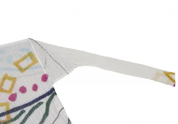 Issey Miyake Vintage White Patterned Pleated Cardigan