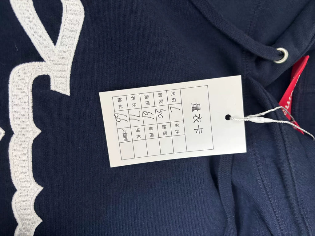 Supreme Navy Arabic Logo Embroidered Cotton Sweater