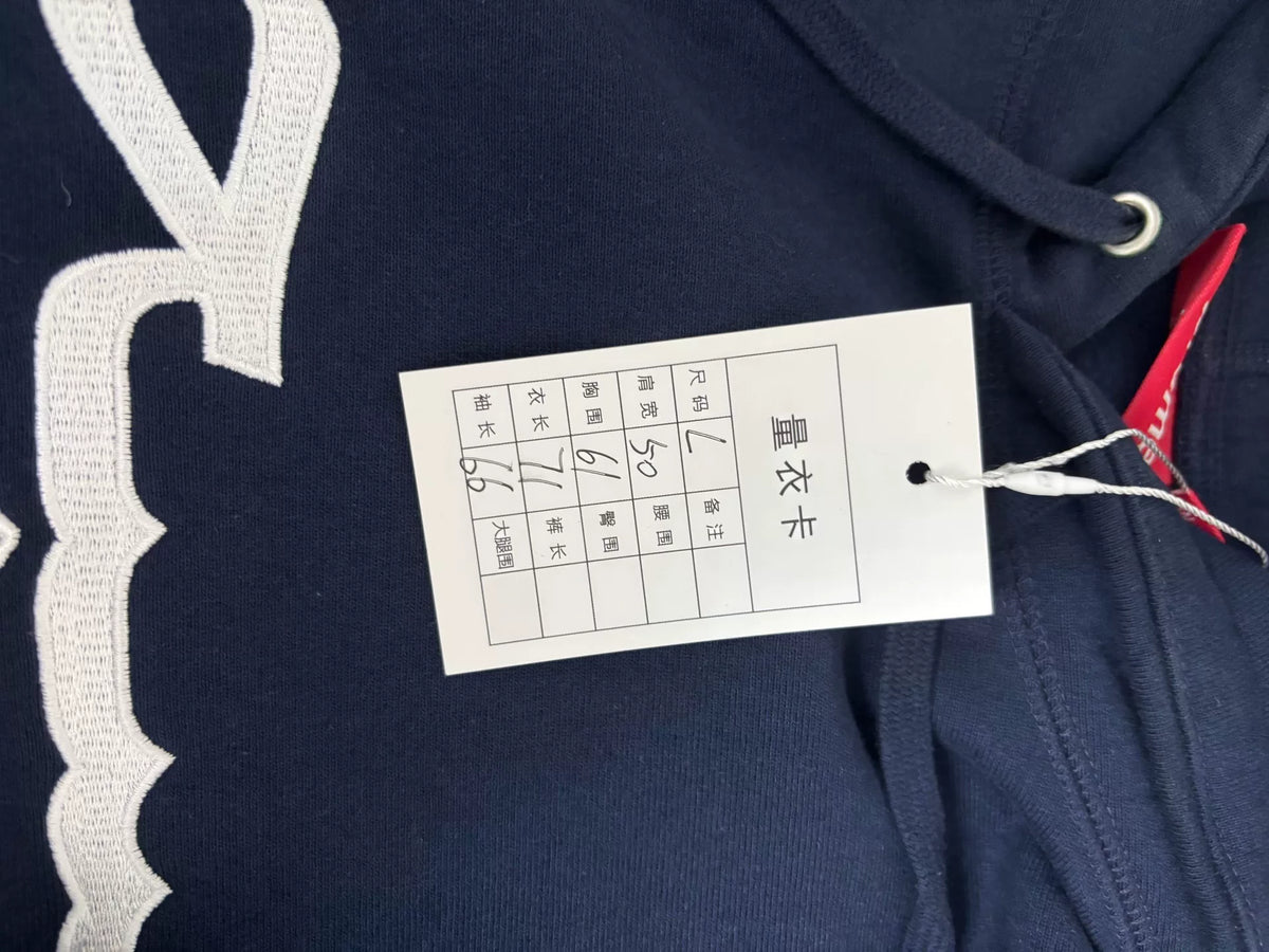 Supreme Navy Arabic Logo Embroidered Cotton Sweater